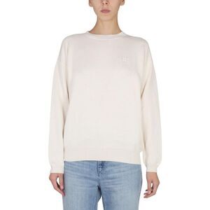 BALLANTYNE Women's Embroidered Logo Crew Neck Knit Sweater Women WHITE Sweaters